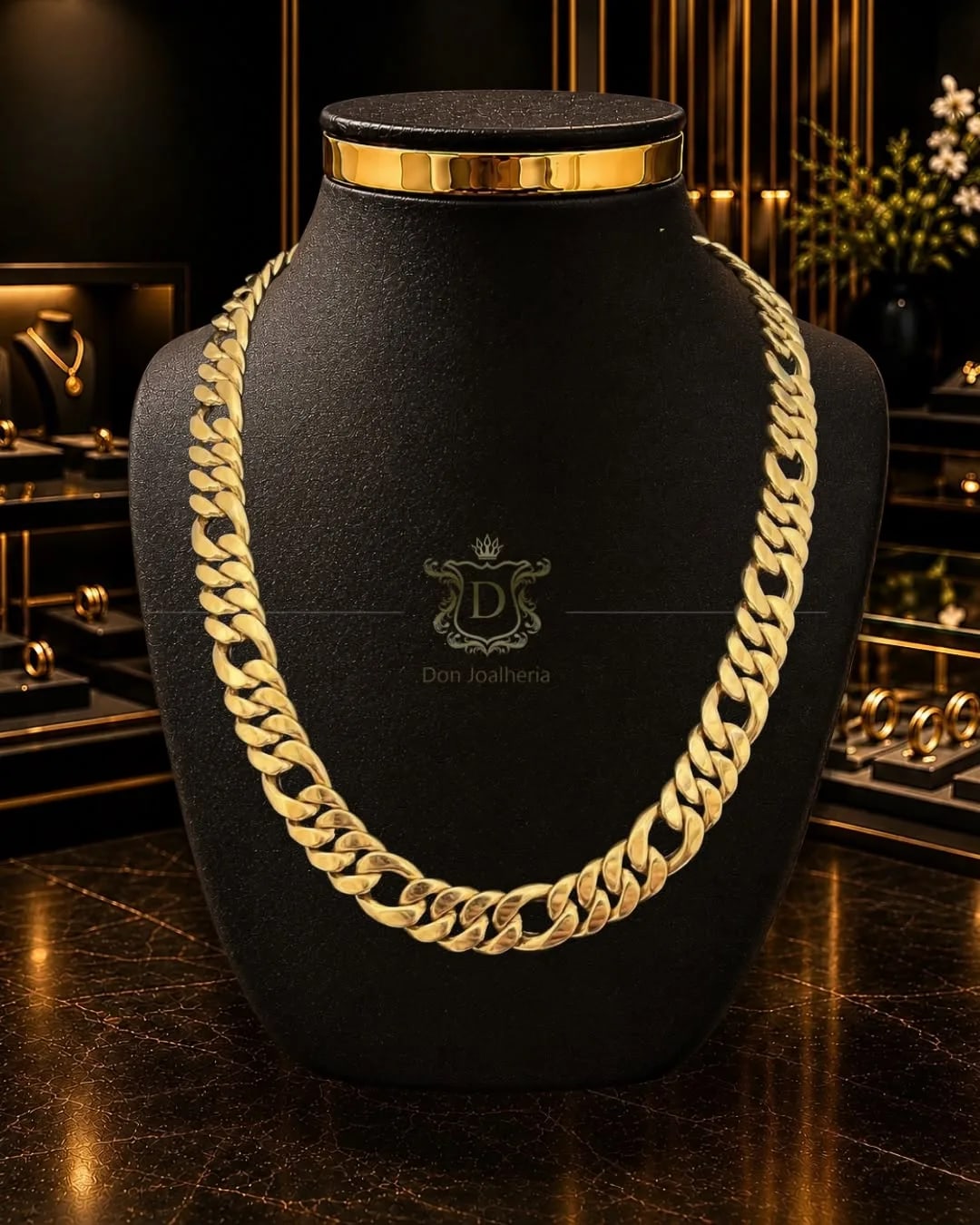Corrente Grumet 3×1 80 Gramas em Ouro 18k 750