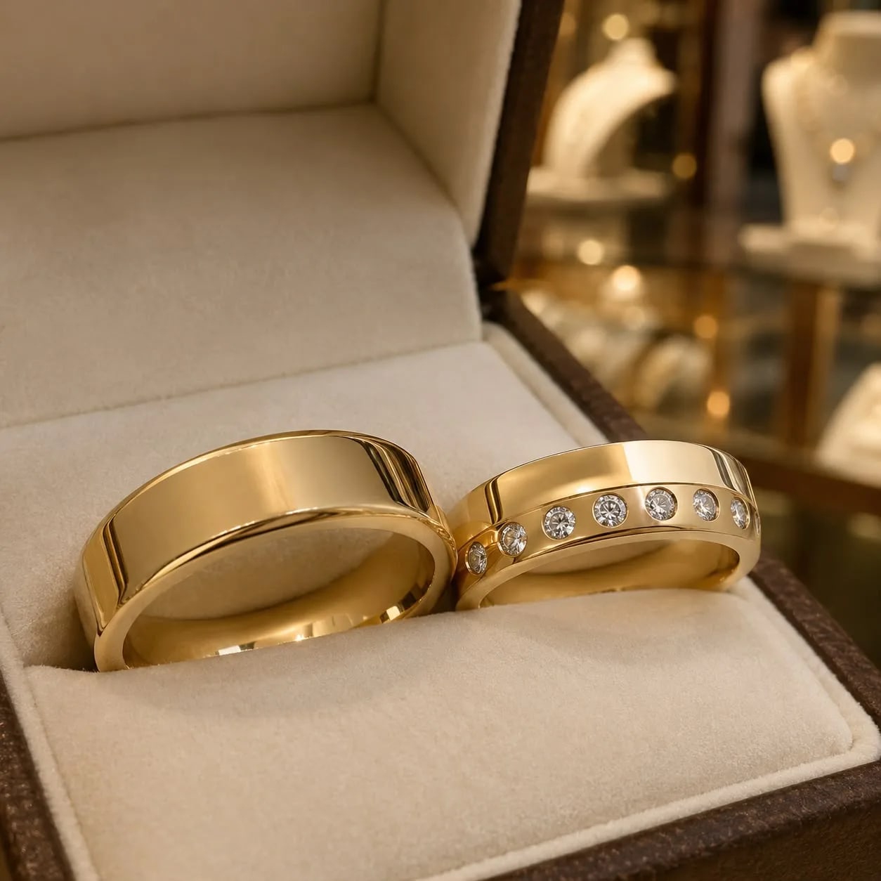 Par de Alianças 30 Gramas 6 Diamantes em Ouro 18k 750