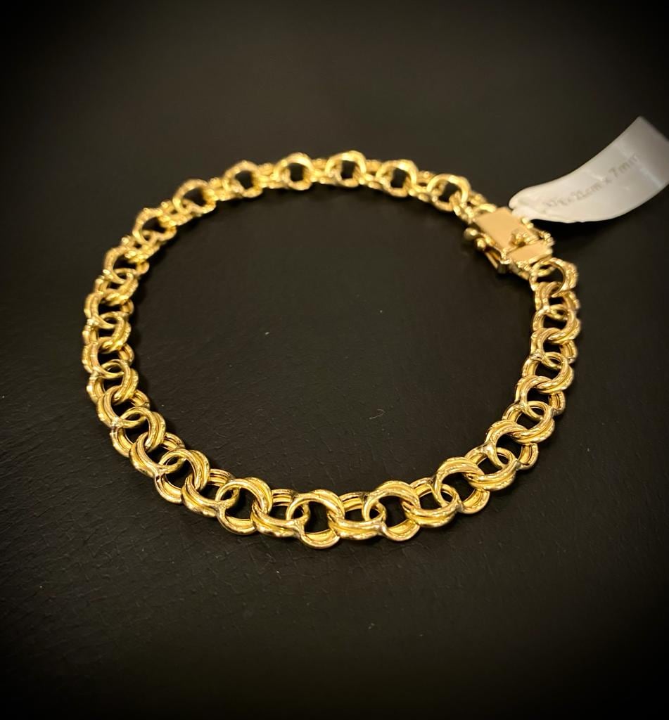 Pulseira Elo Friso 15 gramas em Ouro 18k 750